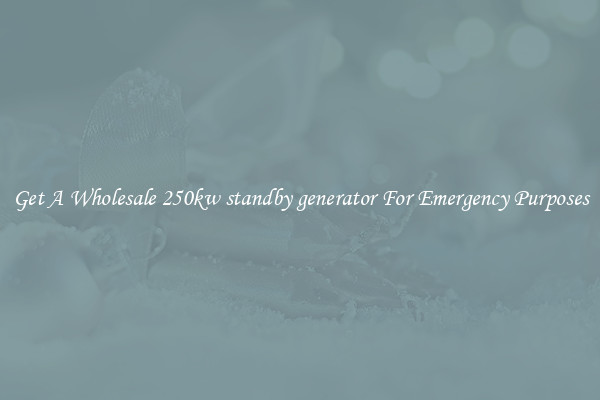 Get A Wholesale 250kw standby generator For Emergency Purposes