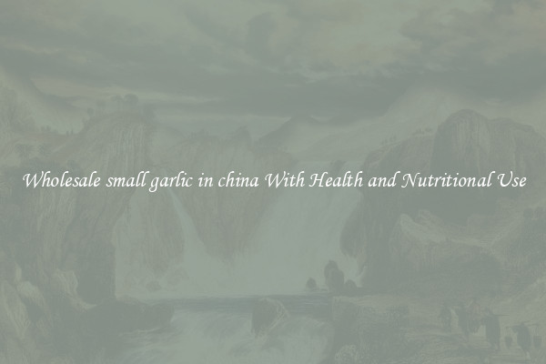 Wholesale small garlic in china With Health and Nutritional Use